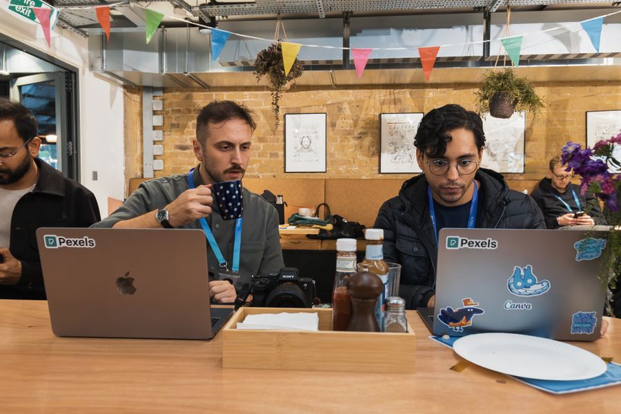 Social media strategists discussing campaign performance